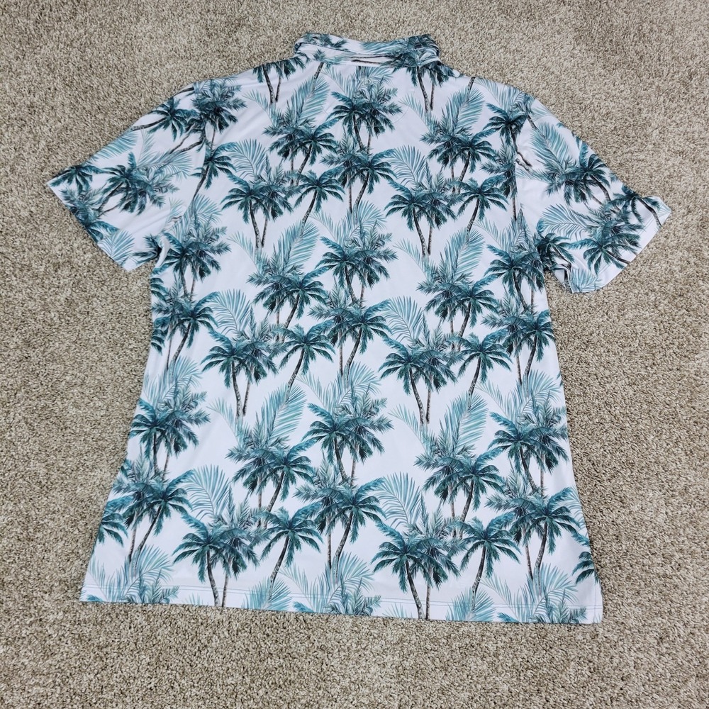 7 Diamonds Mens Large White AOP Floral Palm Tree Performance Stretch Polo SS - Picture 3 of 6